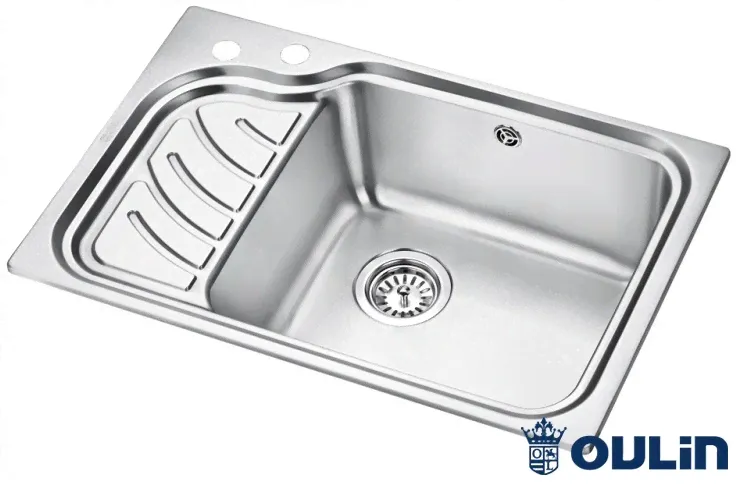 Мойка врезная из нержавеющей стали OL-327R правая 690*450*205*1,0мм Oulin