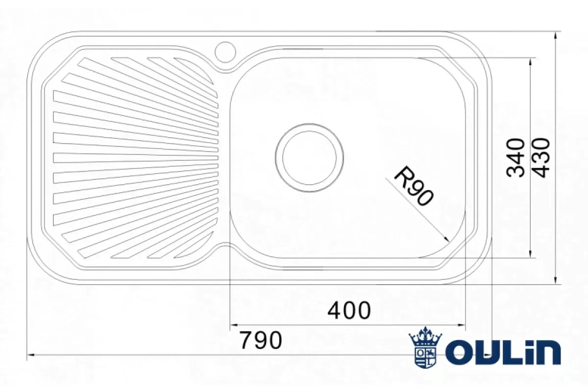 МОЙКА OULIN OL - 307 нержавеющая сталь 790 x 430 мм
