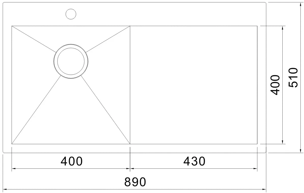 Мойка кухонная Oulin OL-FTL101R брашированная, прямоугольная, с крылом, 70x46 см-1