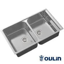 Oulin OL-S8201 кухонная мойка satin система POP-UP 85.6x48.6 см