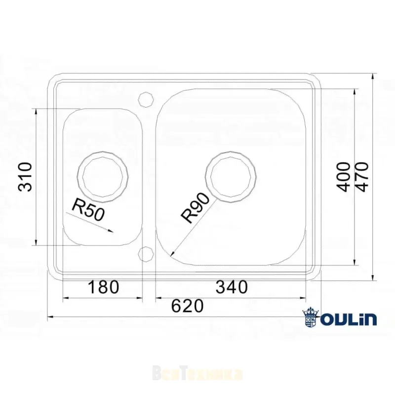 Мойка Oulin OL-0304-3