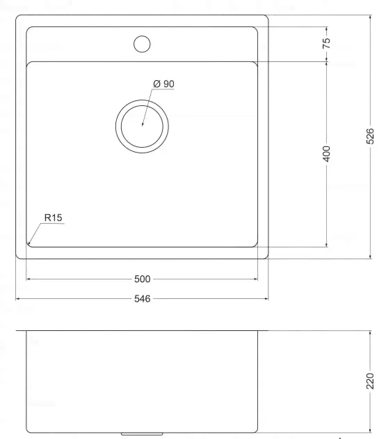 Кухонная мойка Oulin 54,6х52,6 OL-F121X-1