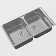 Мойка кухонная OULIN OL-S8201, врезная, 856 х 486 мм, прямоугольная, двойная, сатин