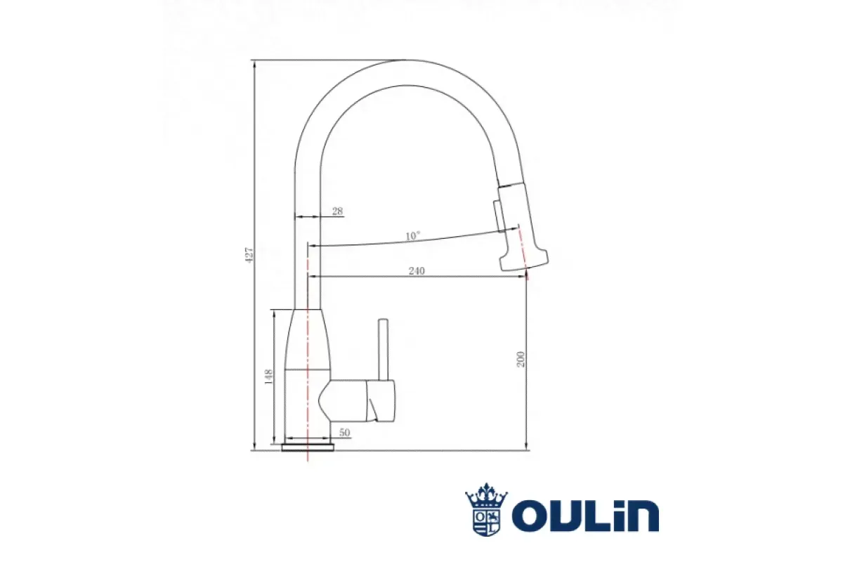 OULIN OL - 8016 сатин с выдвижной лейкой-0